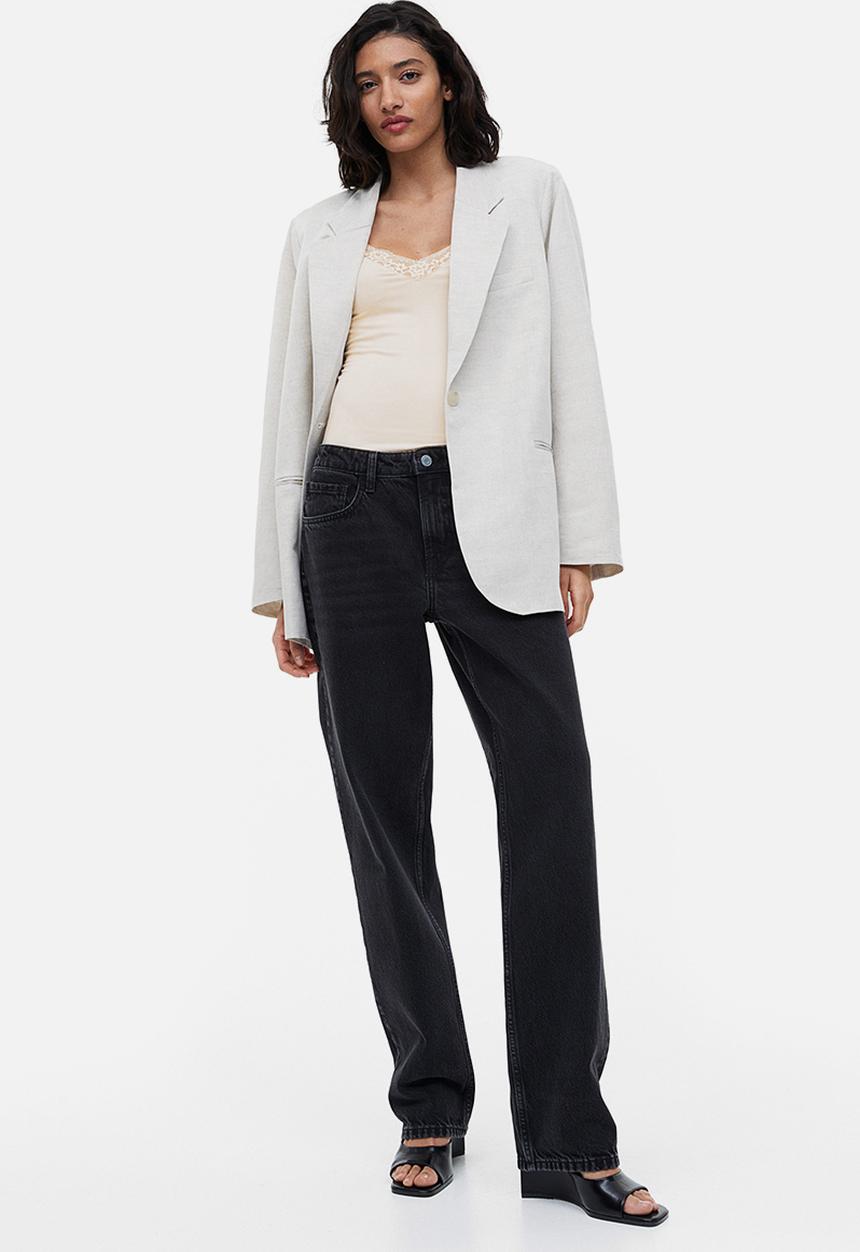 H&M - Lace-trimmed jersey body - light beige