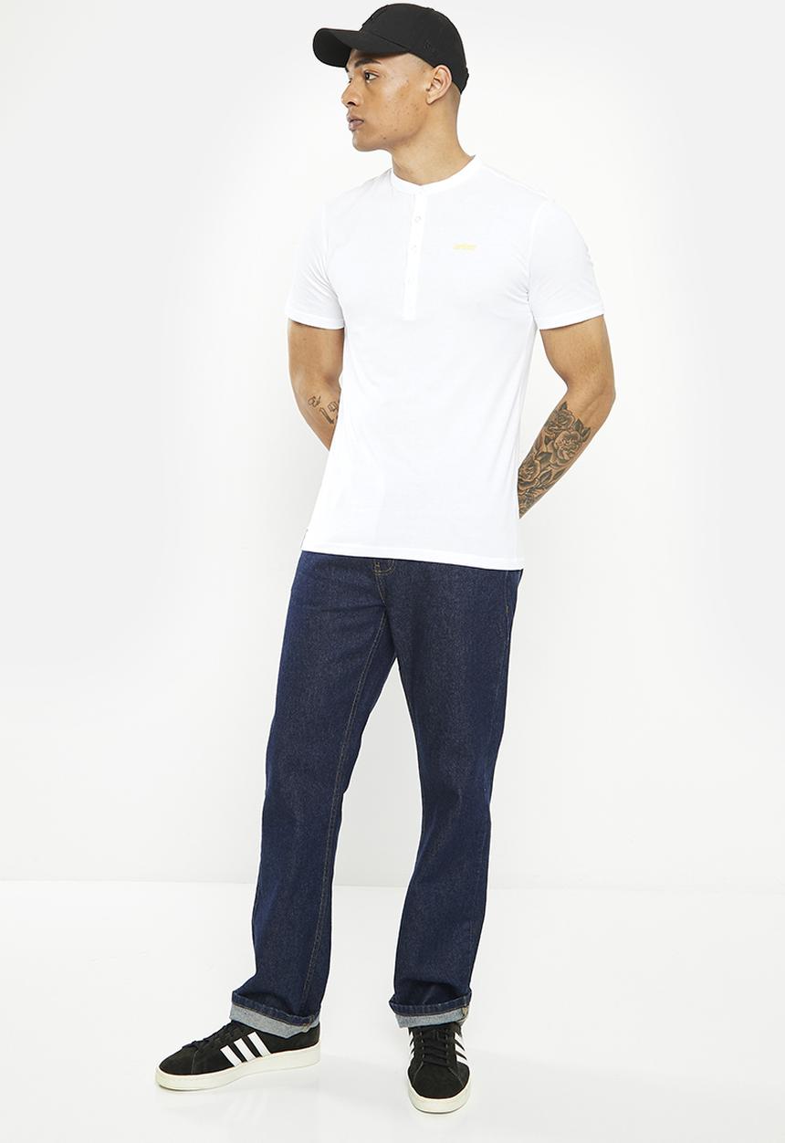 urban° - Mens Urban fashion henley hd print tee - bright white