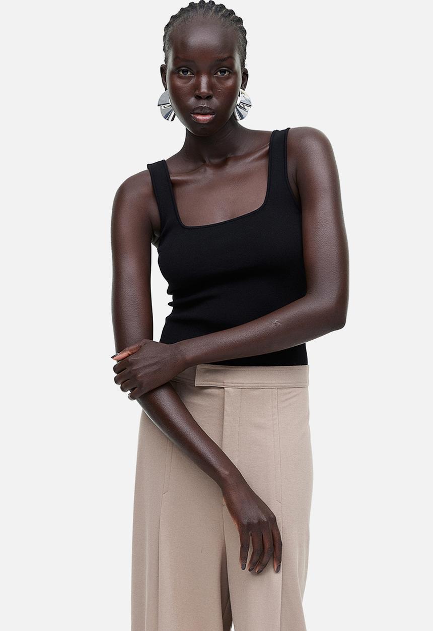 H&M - Ribbed vest top - black