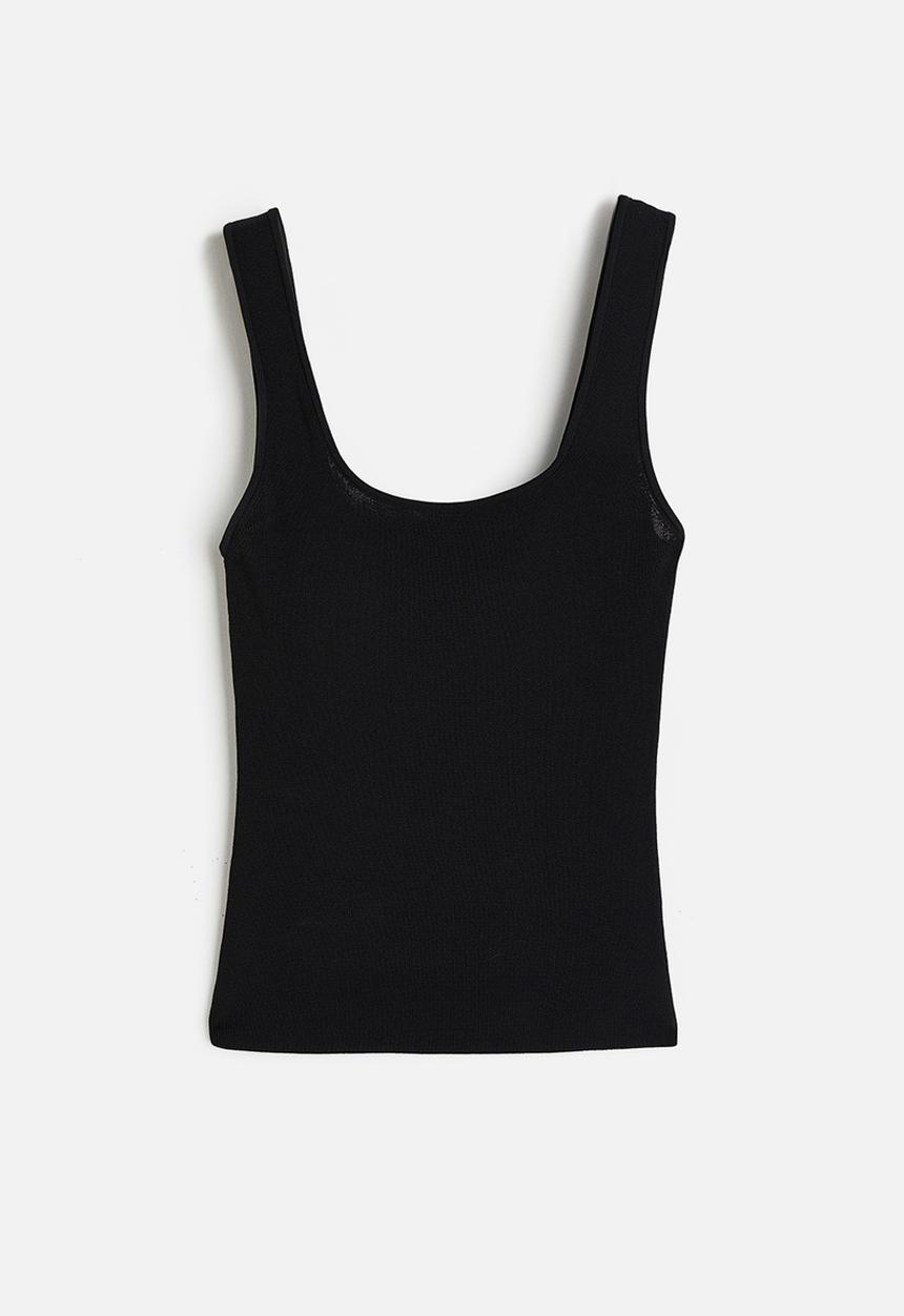 H&M - Ribbed vest top - black