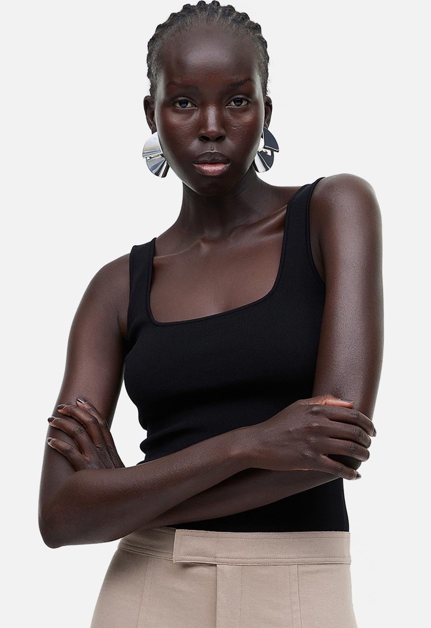 H&M - Ribbed vest top - black