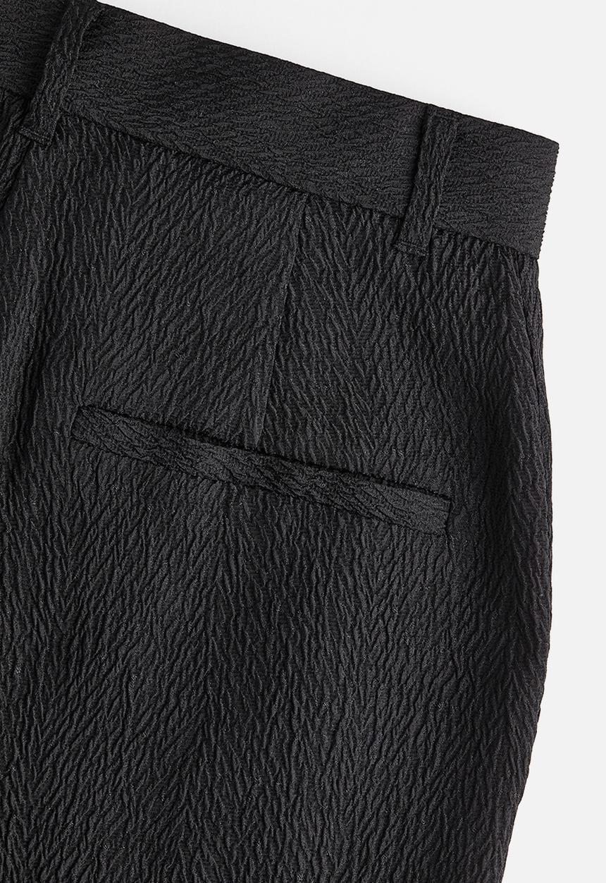 H&M - Textured-weave trousers - black