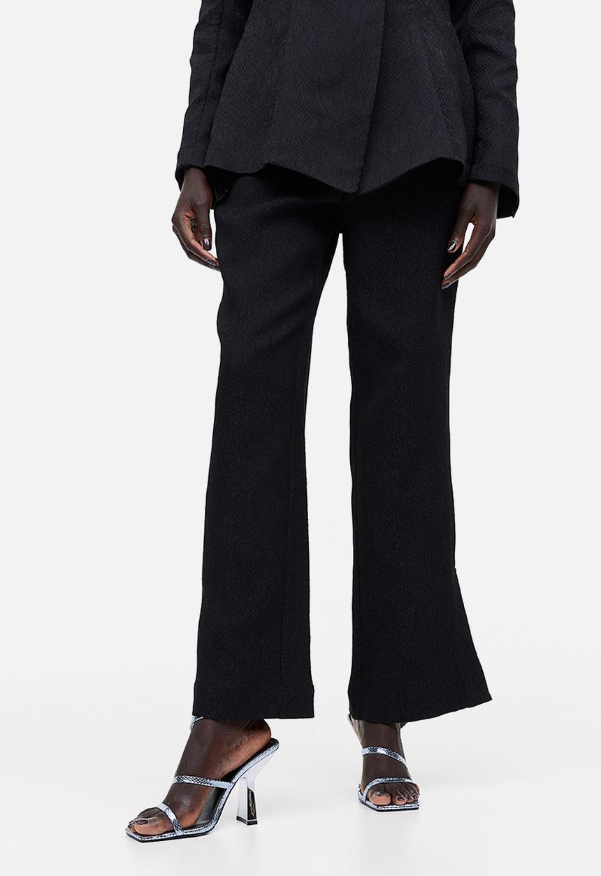 H&M - Textured-weave trousers - black