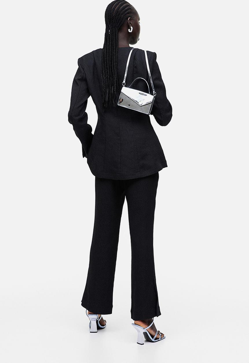 H&M - Textured-weave trousers - black
