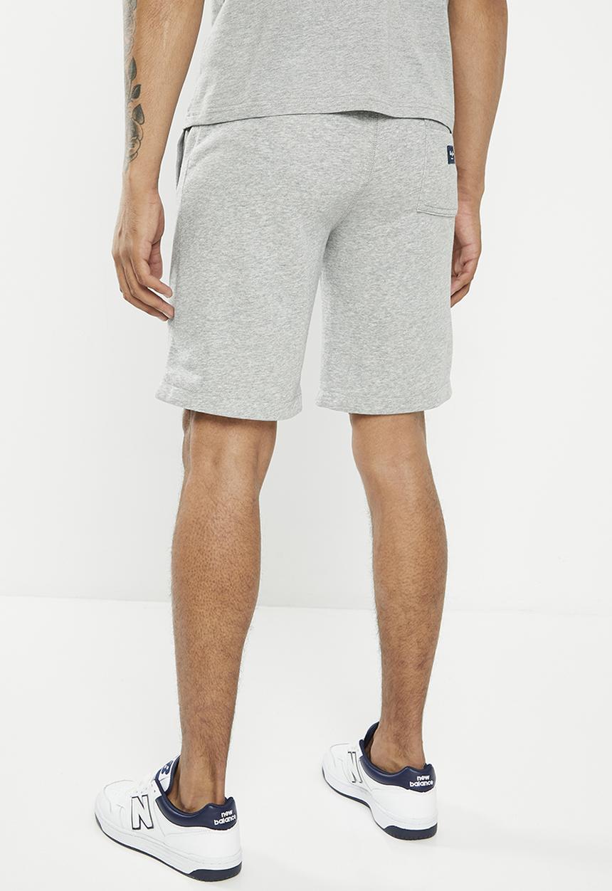 Aca Joe - Mens Aca Joe French Terry Elasticated Side Embroidery  Short - Grey Melange