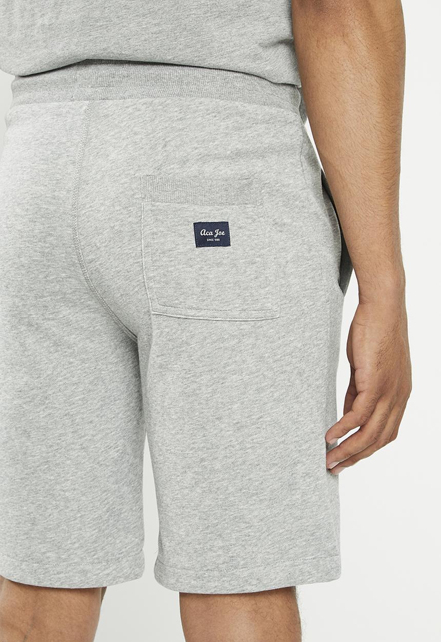 Aca Joe - Mens Aca Joe French Terry Elasticated Side Embroidery  Short - Grey Melange