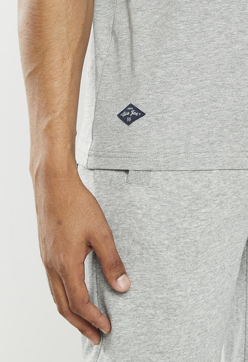 Aca Joe - Mens aca joe hd logo print crew tee - grey melange