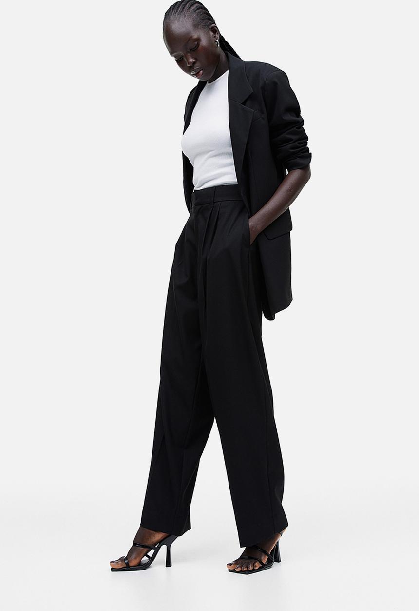 H&M - Low-waist twill trousers - black
