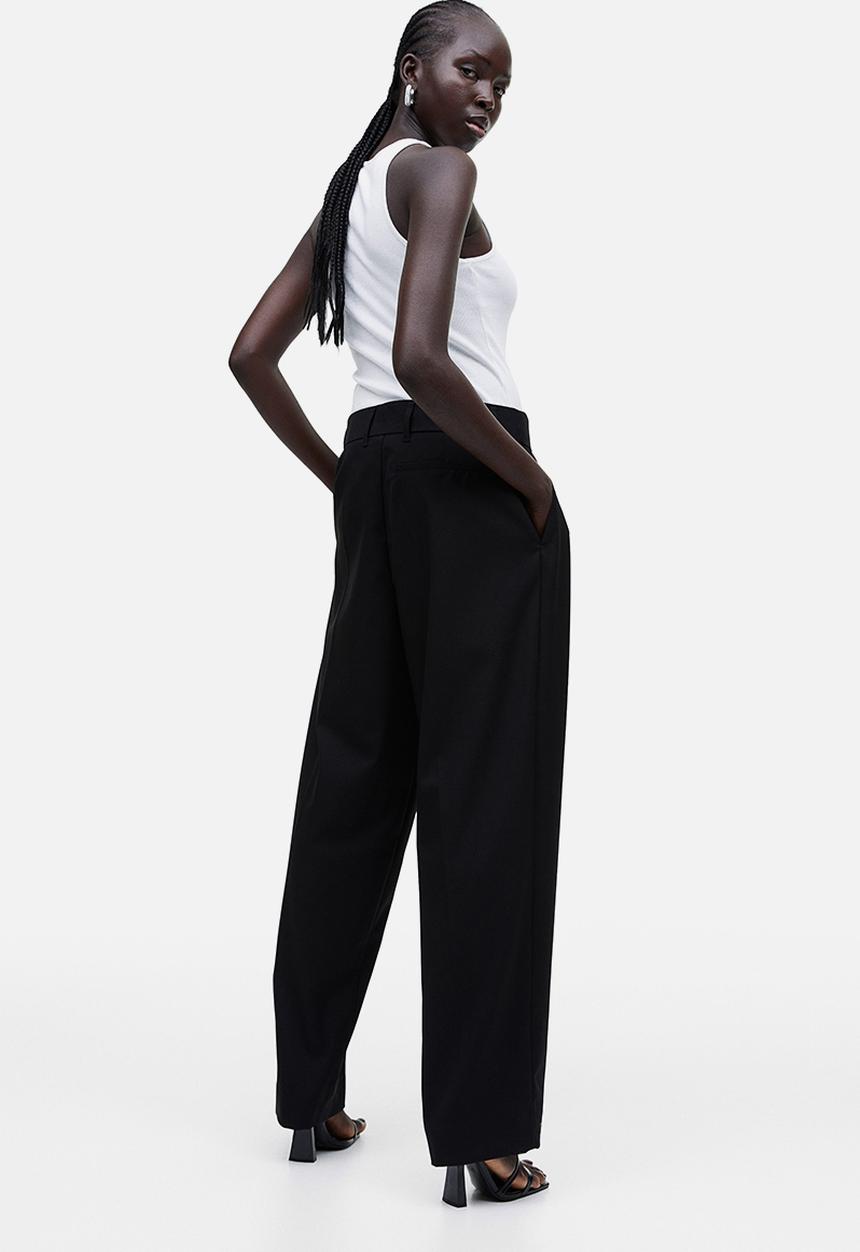 H&M - Low-waist twill trousers - black