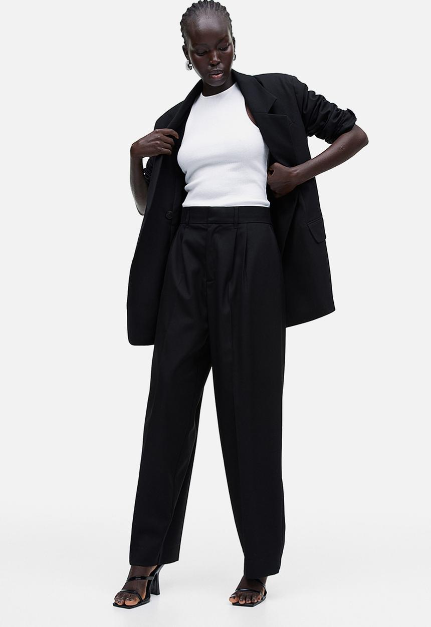 H&M - Low-waist twill trousers - black