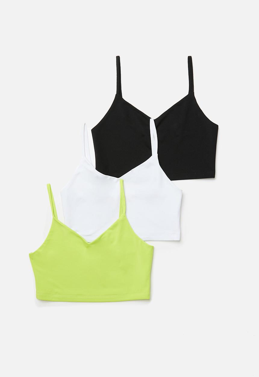 Blake - 3 Pack strappy v crop vest - multi 