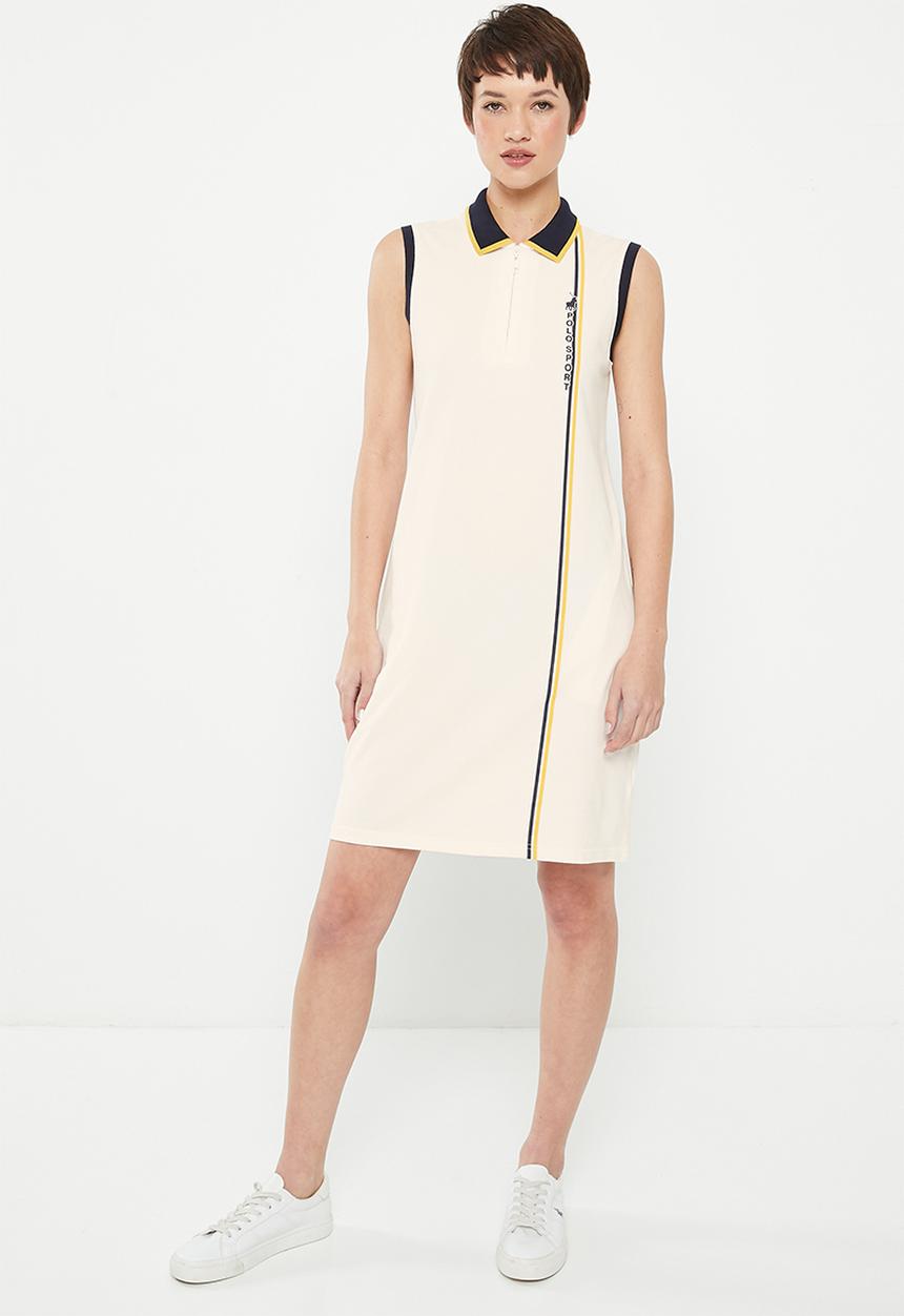 POLO - Lucy printed sl golfer dress - ecru