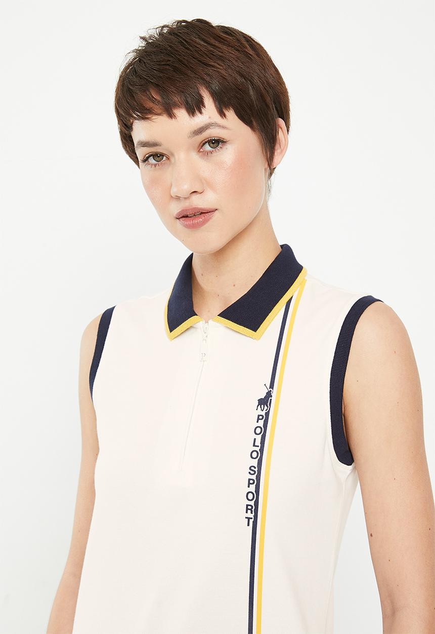 POLO - Lucy printed sl golfer dress - ecru