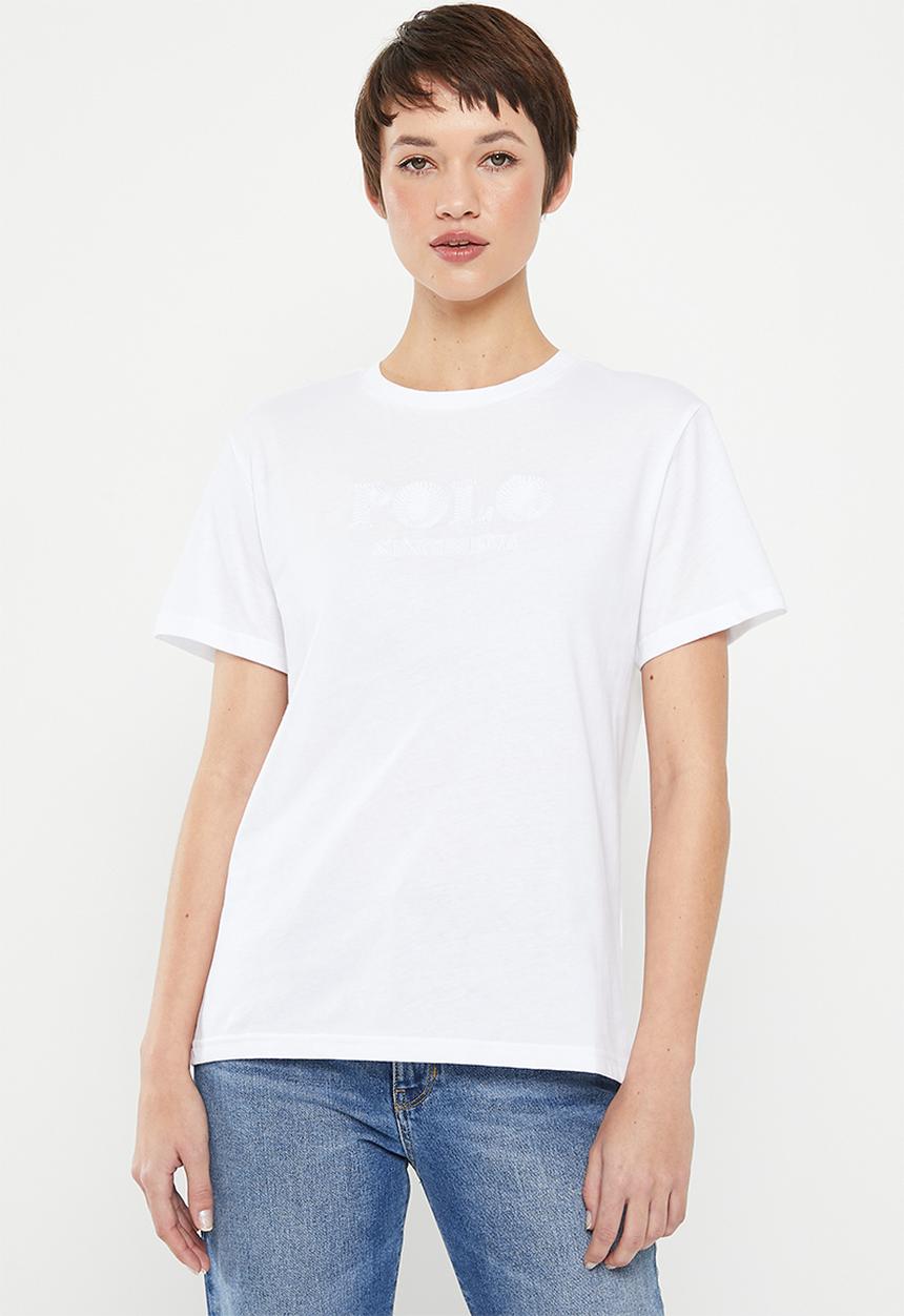 POLO - Haiden short sleeve relaxed polo logo tee - white