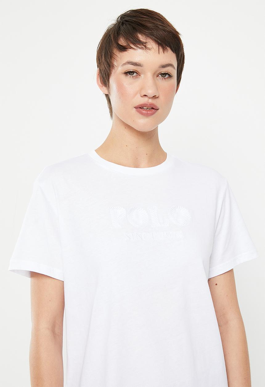 POLO - Haiden short sleeve relaxed polo logo tee - white