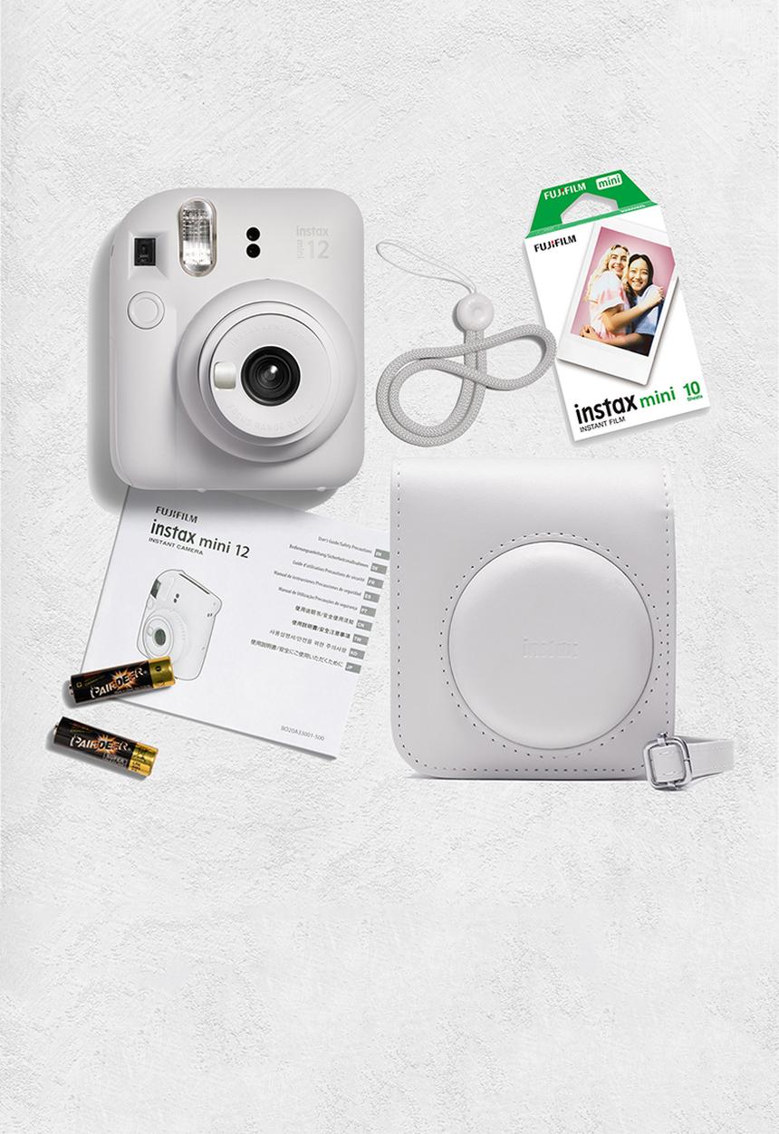 Fujifilm - Instax camera mini 12 Kit 3 cam, 1 film, case - white