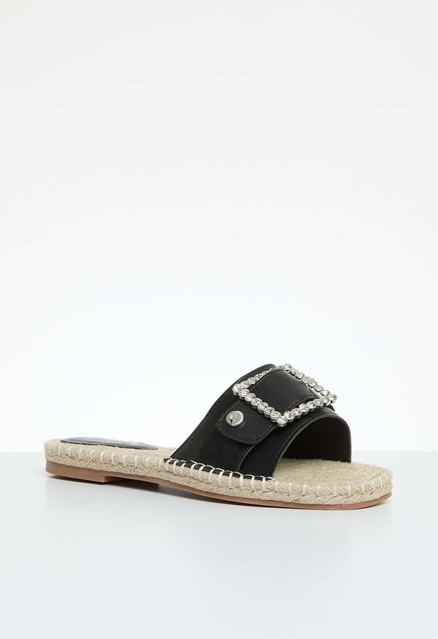 SISSY BOY - Flat espadrille with bling buckle - black