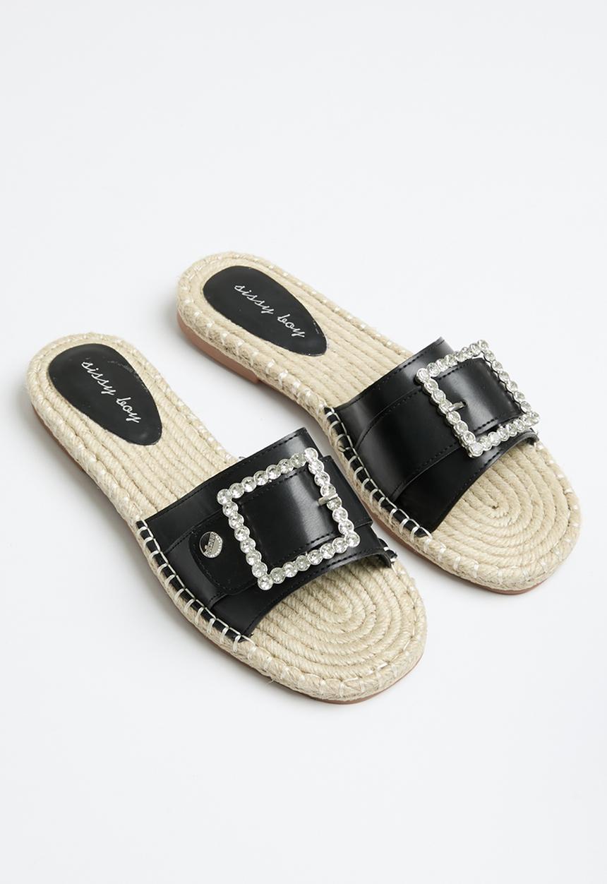 SISSY BOY - Flat espadrille with bling buckle - black