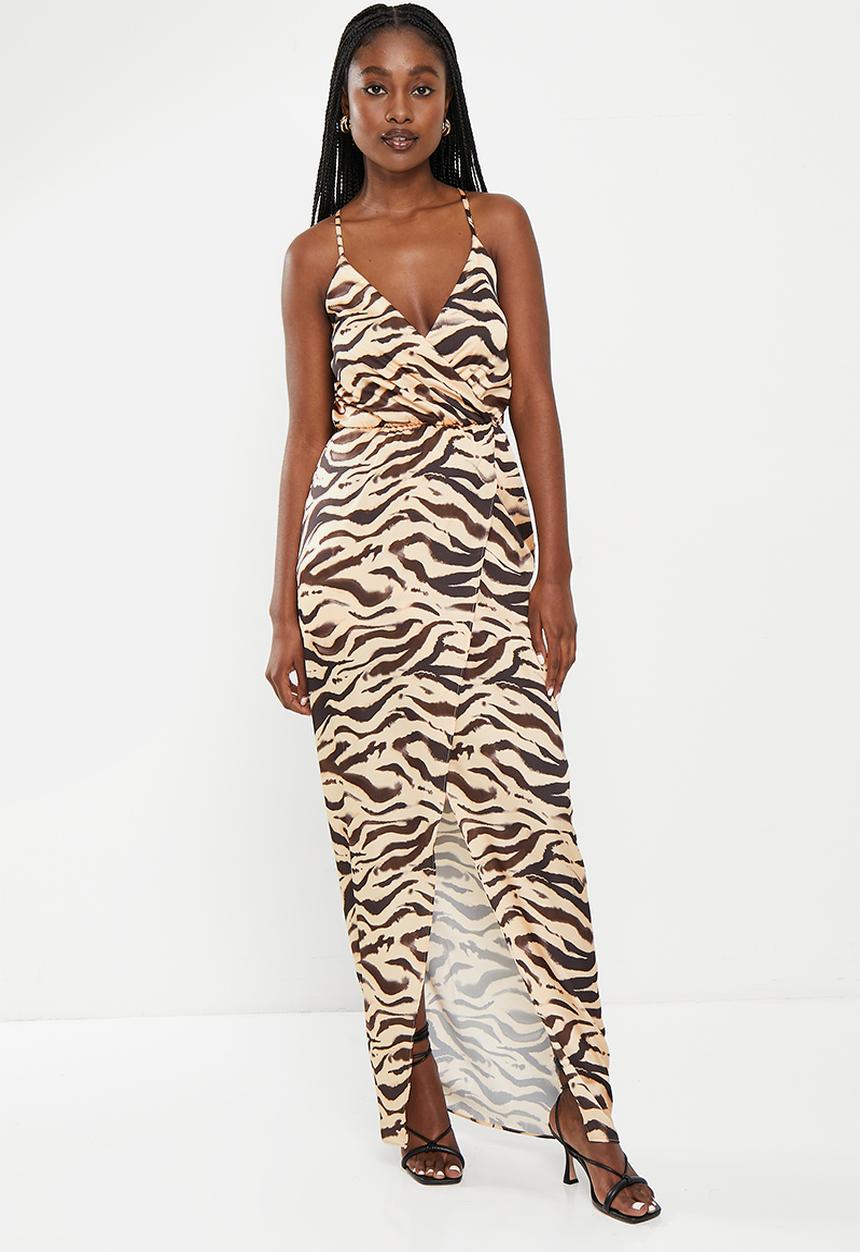 SISSY BOY - Wild Side: Strappy woven maxi with knot front detail - stone & brown