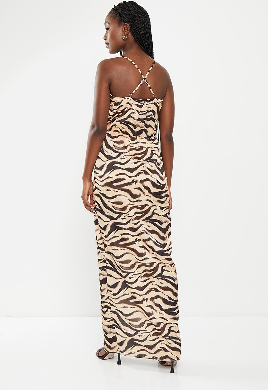 SISSY BOY - Wild Side: Strappy woven maxi with knot front detail - stone & brown