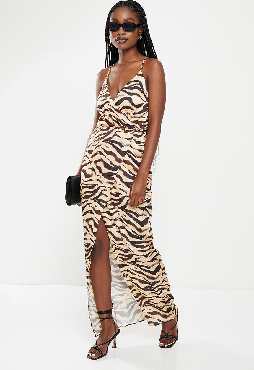 SISSY BOY - Wild Side: Strappy woven maxi with knot front detail - stone & brown