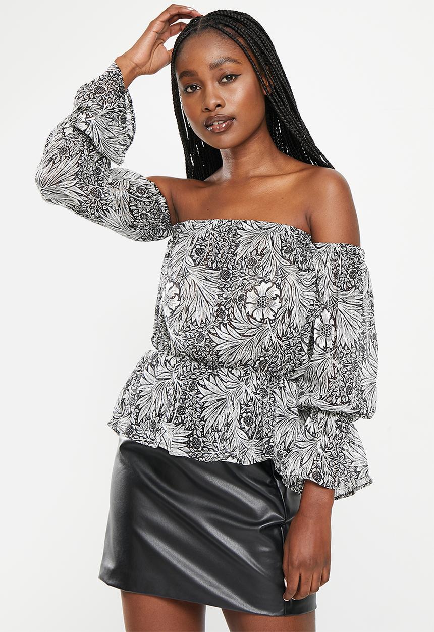 SISSY BOY - New Me: printed woven bardot - black & white