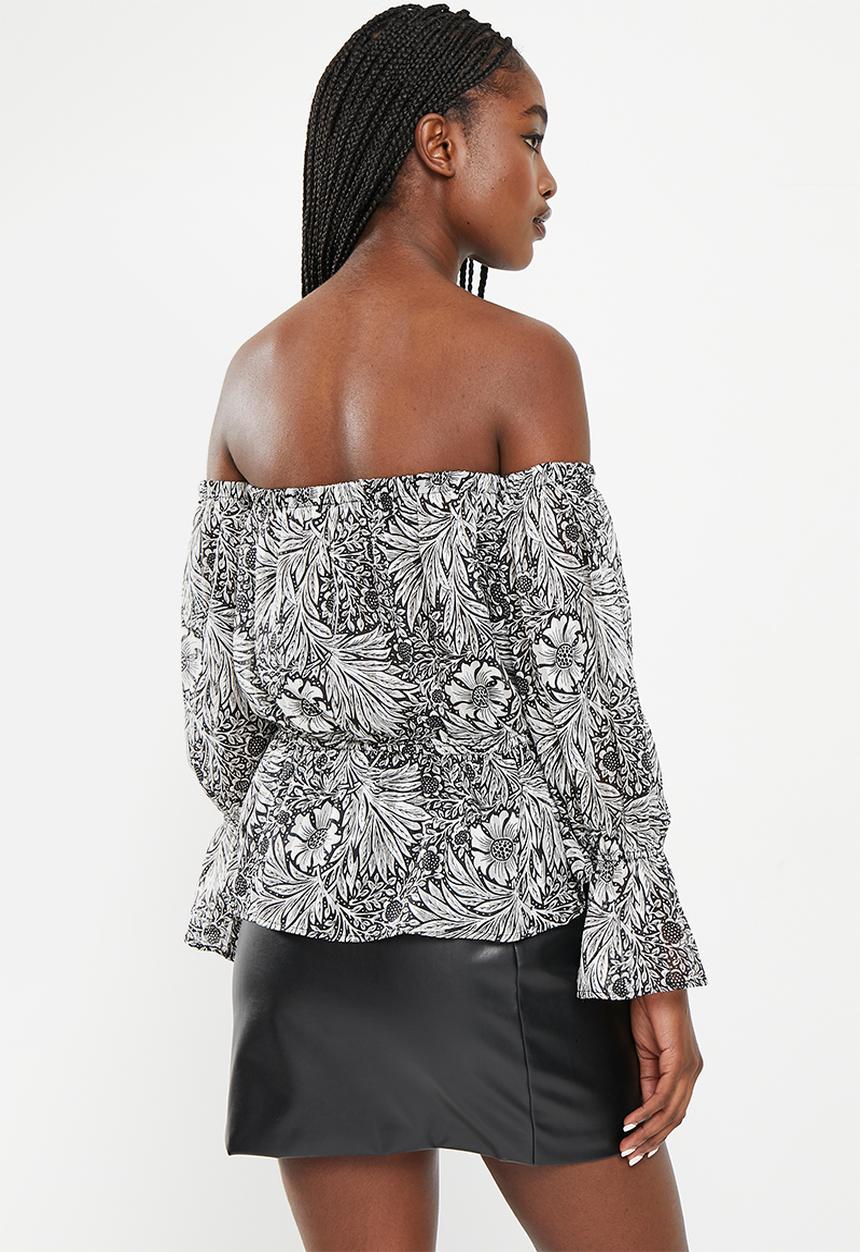 SISSY BOY - New Me: printed woven bardot - black & white