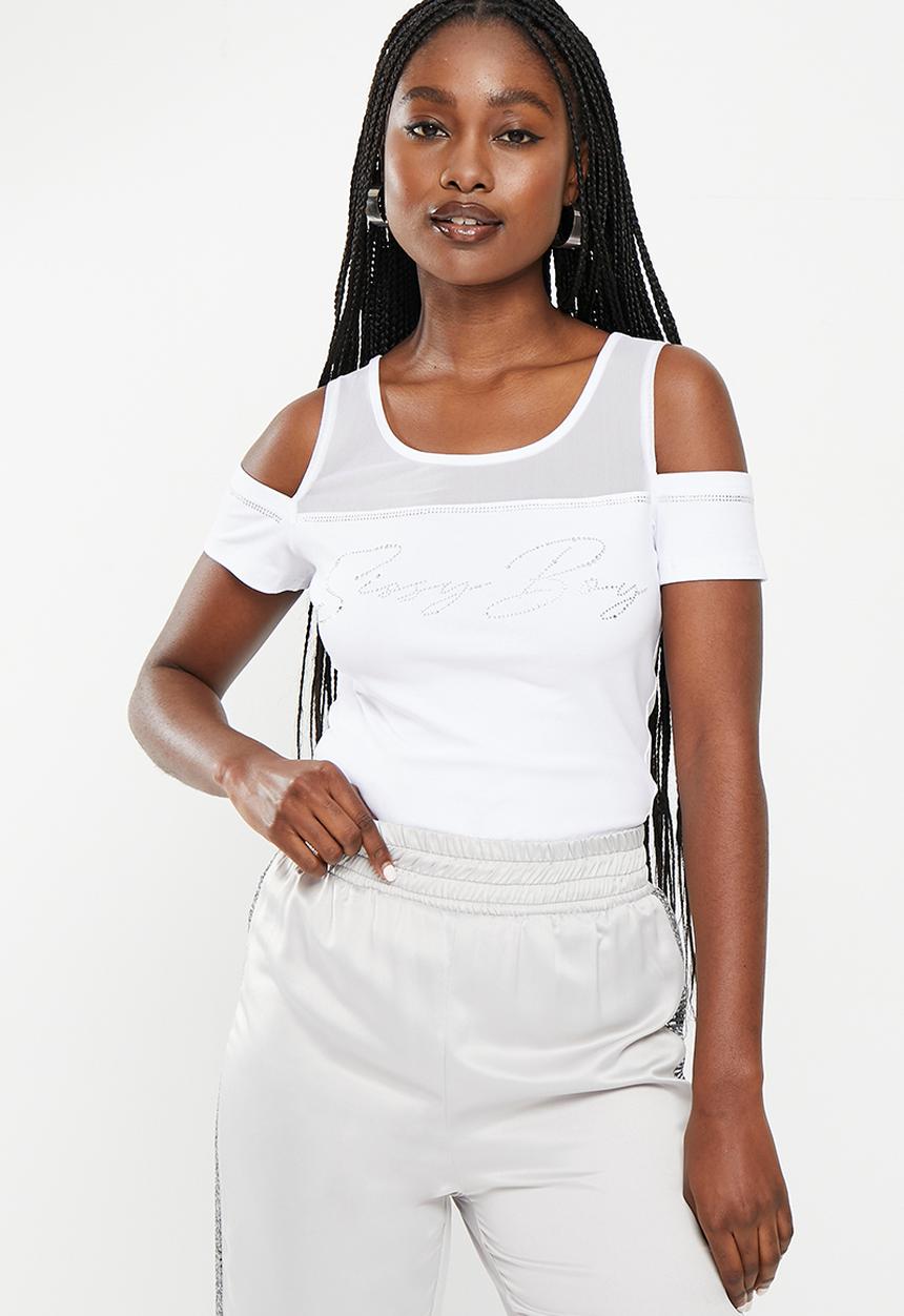 SISSY BOY - Thrice Good: Cold shoulder fashion top - white