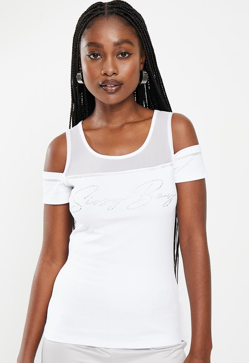 SISSY BOY - Thrice Good: Cold shoulder fashion top - white