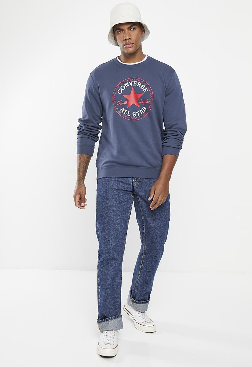 Converse - Converse go-to all star patch crew sweatshirt - blue