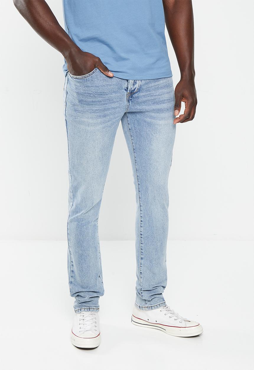 Vertigo - Mens vertigo core slim leg denim jean - lt abrasion wash