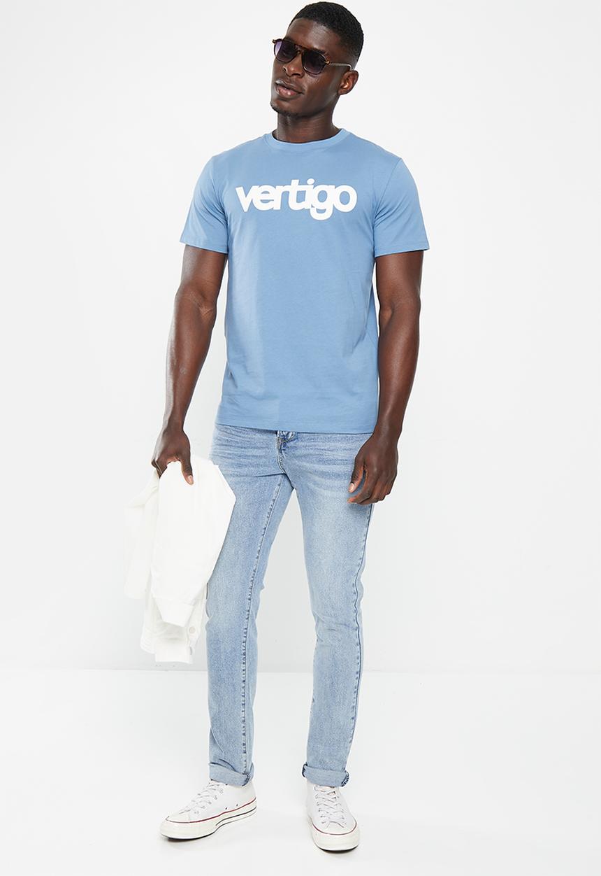 Vertigo - Mens vertigo core slim leg denim jean - lt abrasion wash