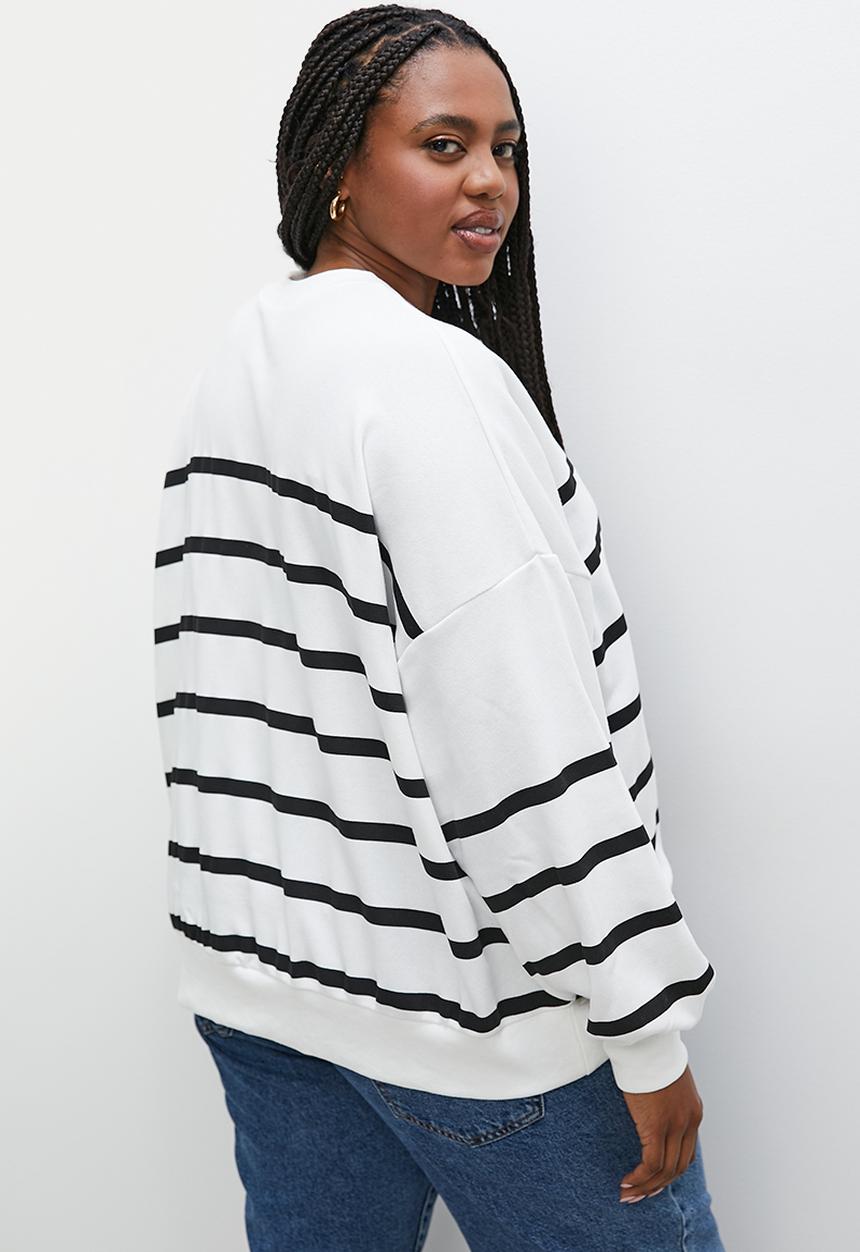 Superbalist - Stripe crew neck -  black & white