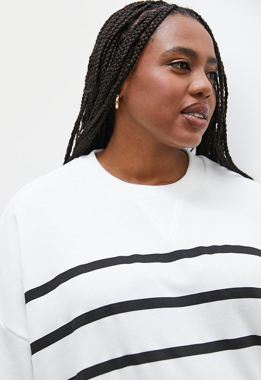 Superbalist - Stripe crew neck -  black & white