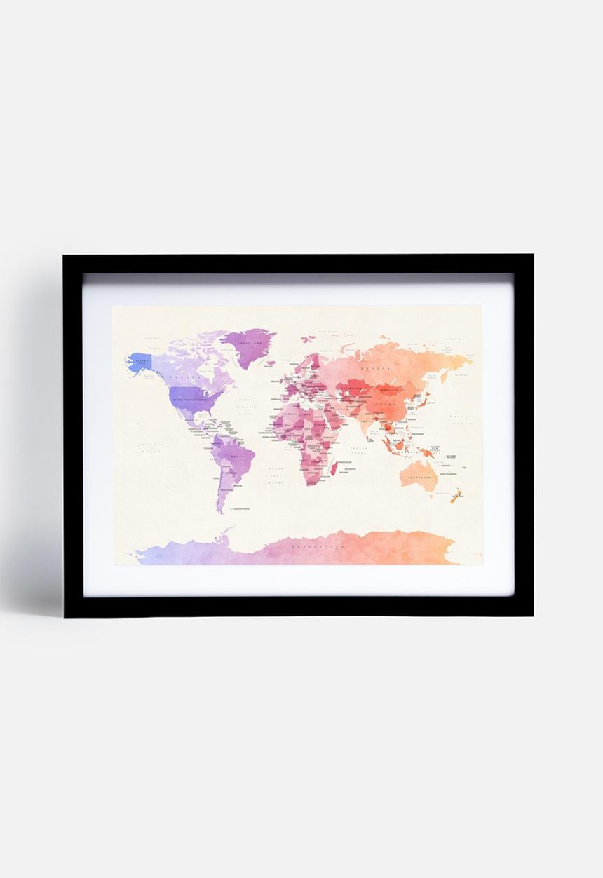 artPause - Watercolour Political Map of the World 1