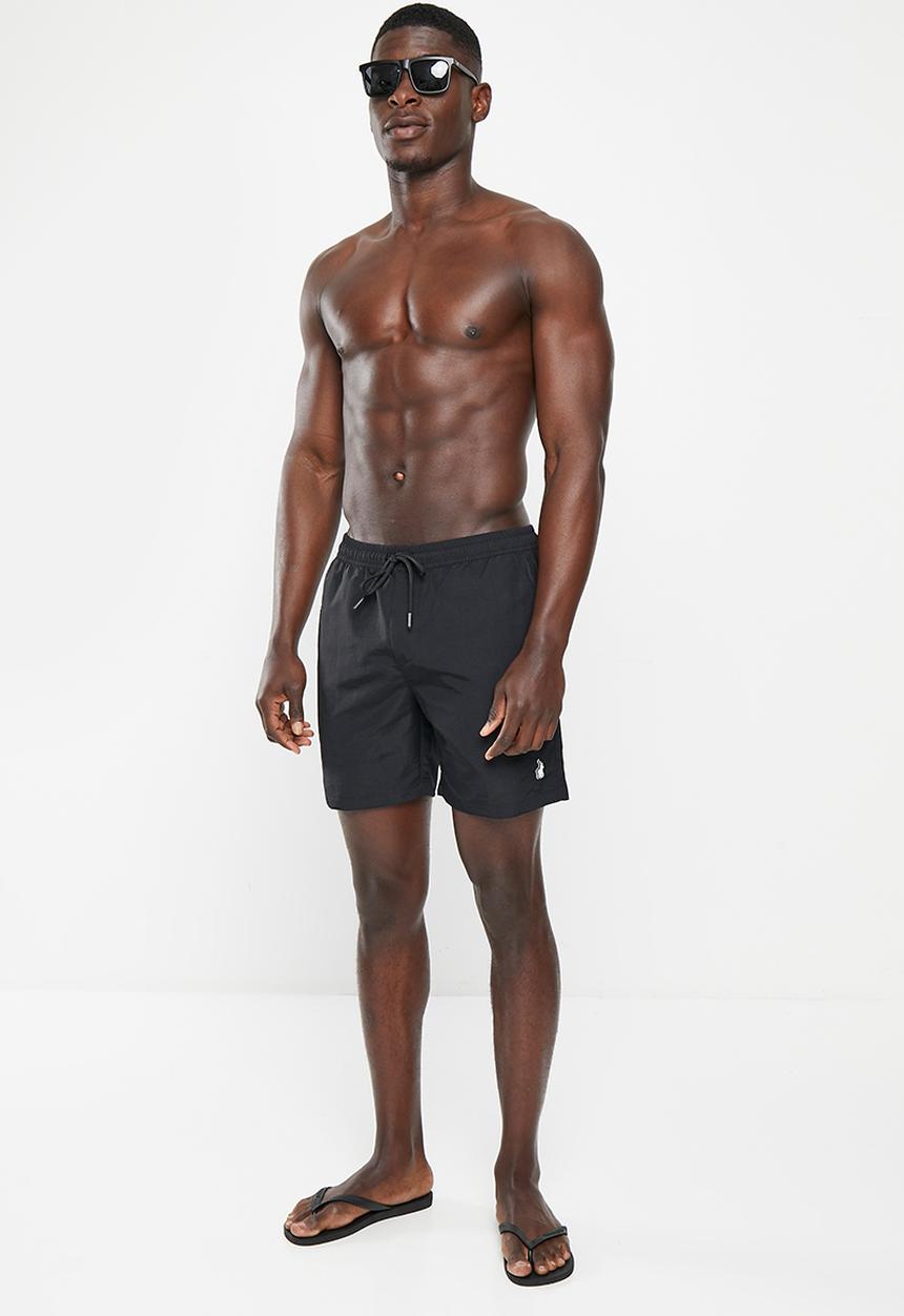 POLO - Men short monogram beach short - black