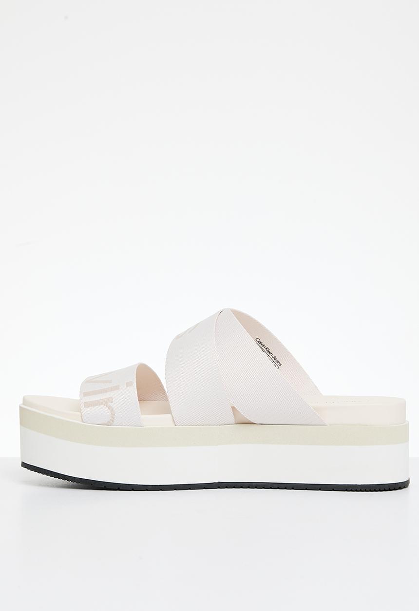 Calvin Klein - Flatform sandal webbing - ancient white