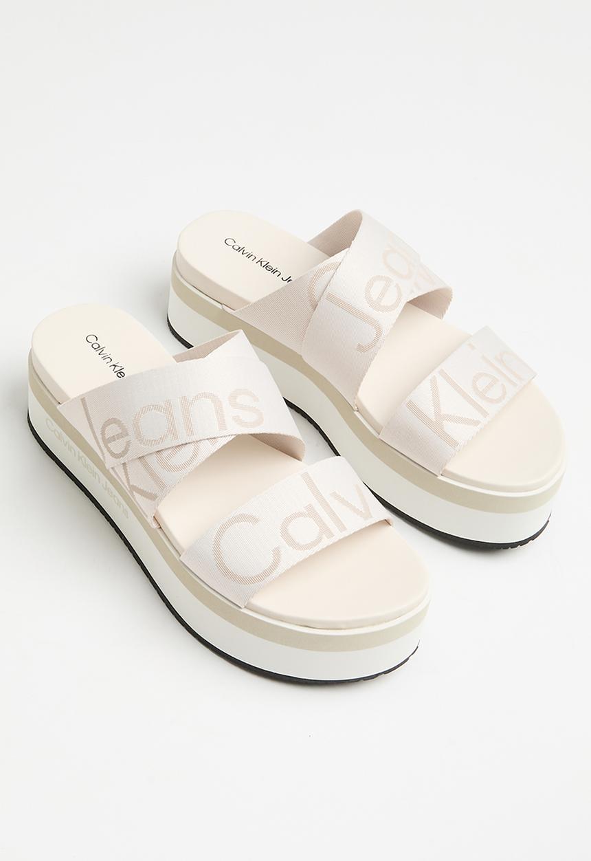 Calvin Klein - Flatform sandal webbing - ancient white