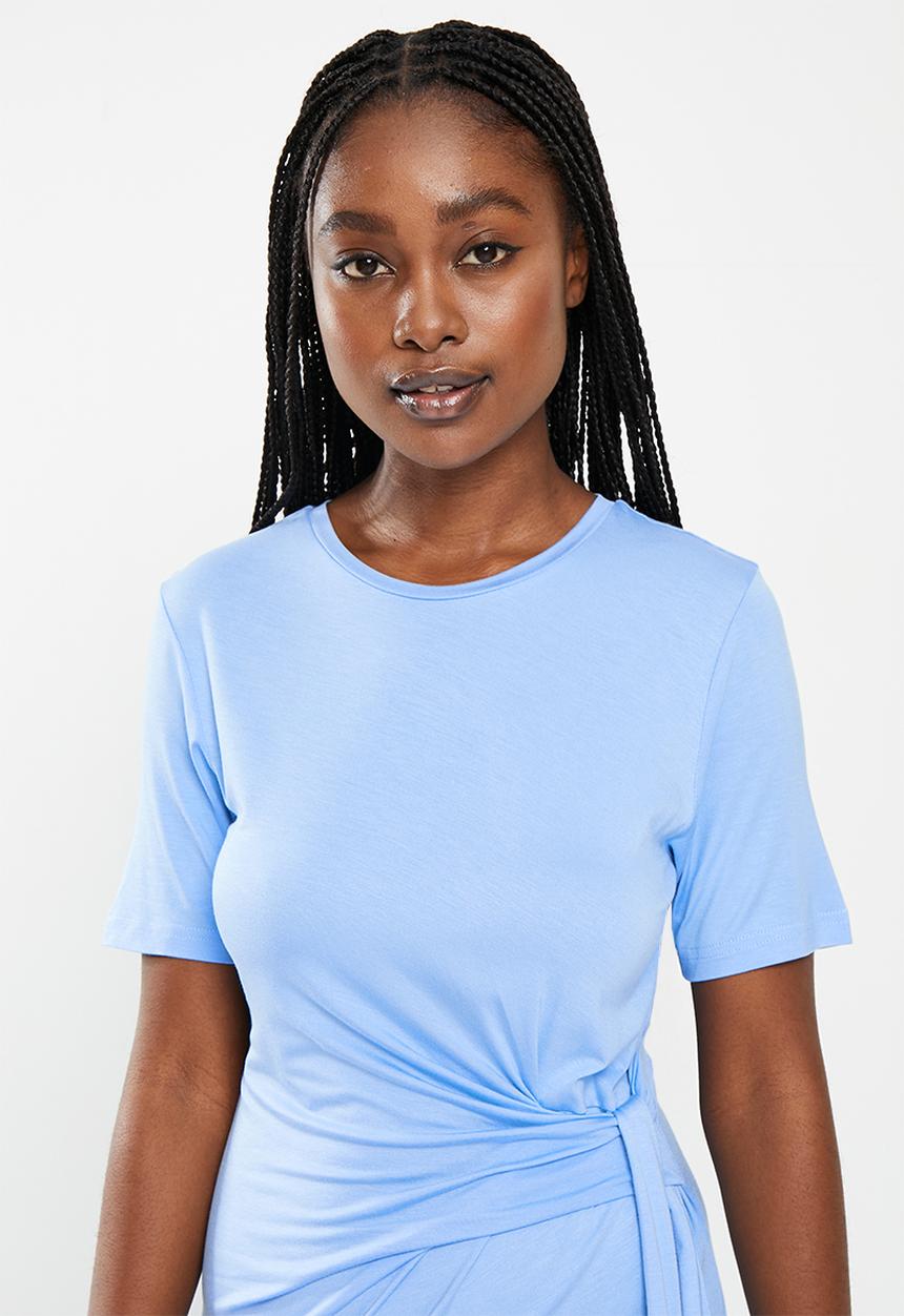 Tommy Hilfiger - Vis/ea crew neck knot midi drs short sleeve - vessel blue