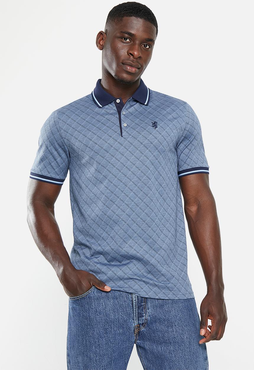 Pringle of Scotland - Pringle ostin mercerised golfer - mid blue