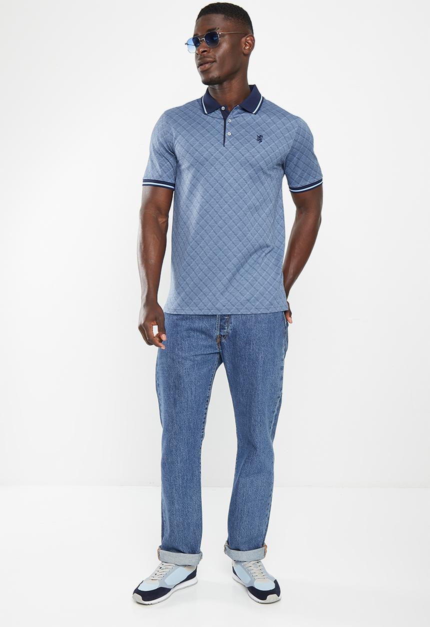 Pringle of Scotland - Pringle ostin mercerised golfer - mid blue