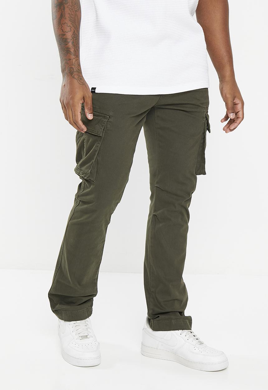 Aca Joe - Mens aca joe pigment dyed canvas cargo pants - rifle green