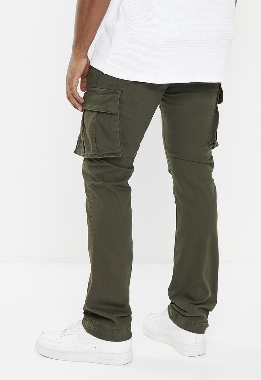 Aca Joe - Mens aca joe pigment dyed canvas cargo pants - rifle green