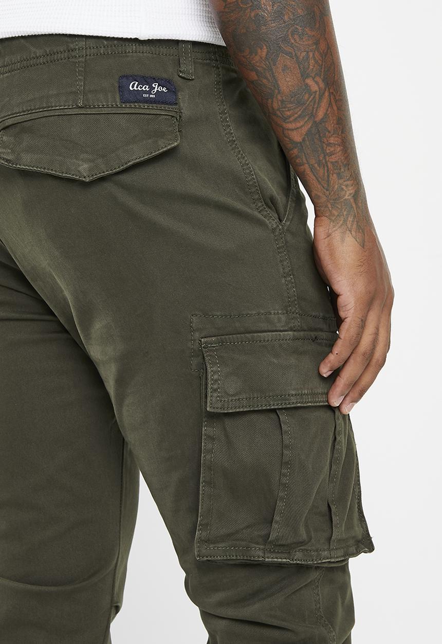 Aca Joe - Mens aca joe pigment dyed canvas cargo pants - rifle green