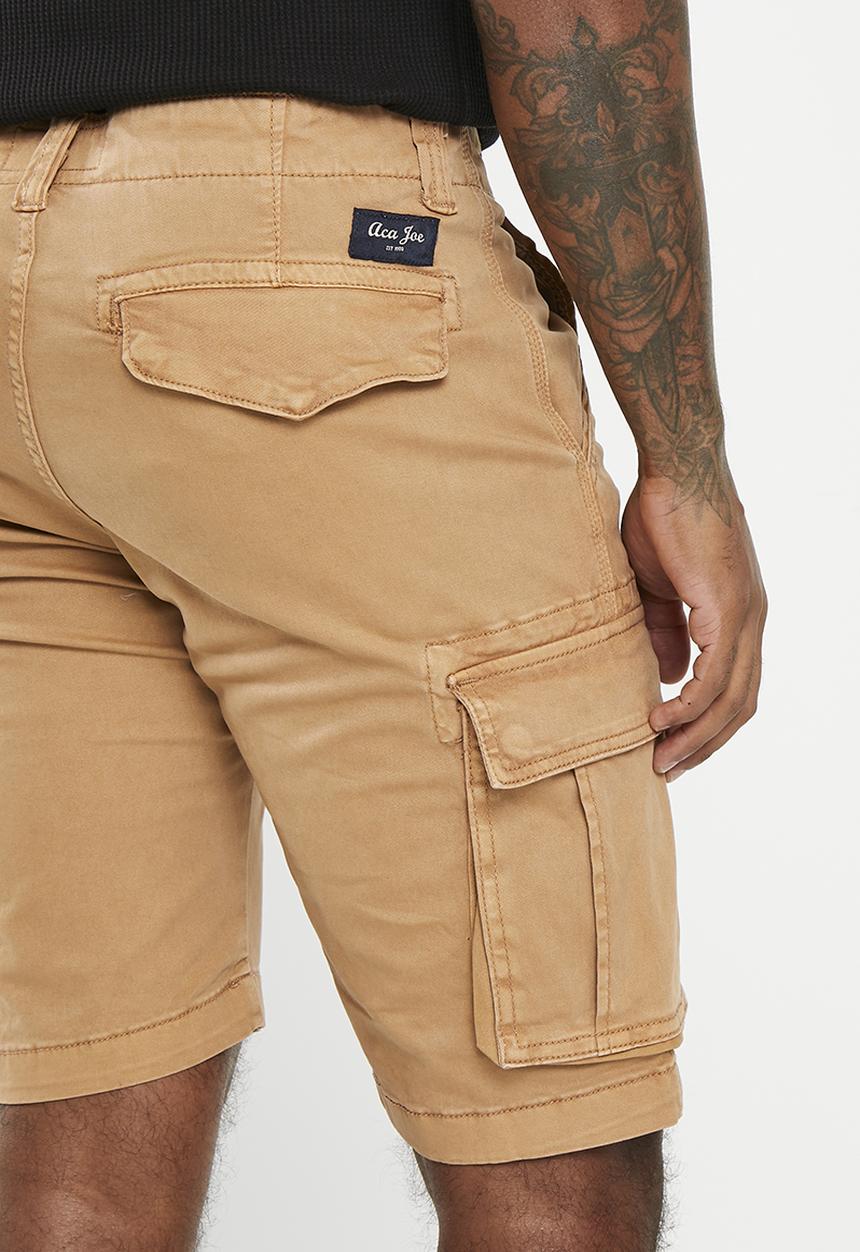 Aca Joe - Mens aca joe pigment dyed canvas cargo short - sand