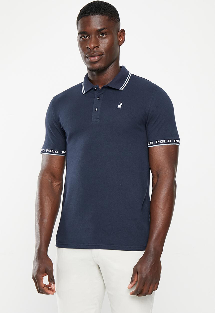 POLO - Mens plain logo short sleeve golfer - navy