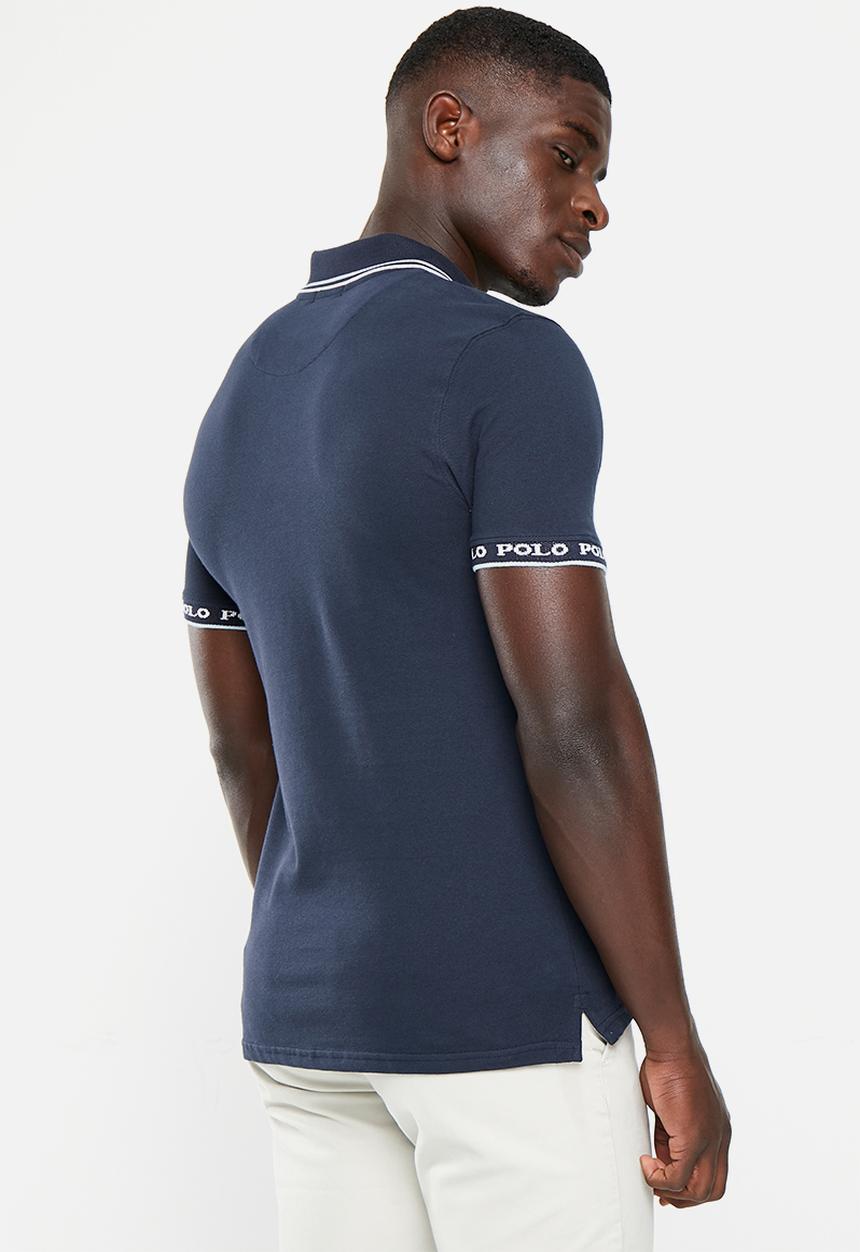 POLO - Mens plain logo short sleeve golfer - navy