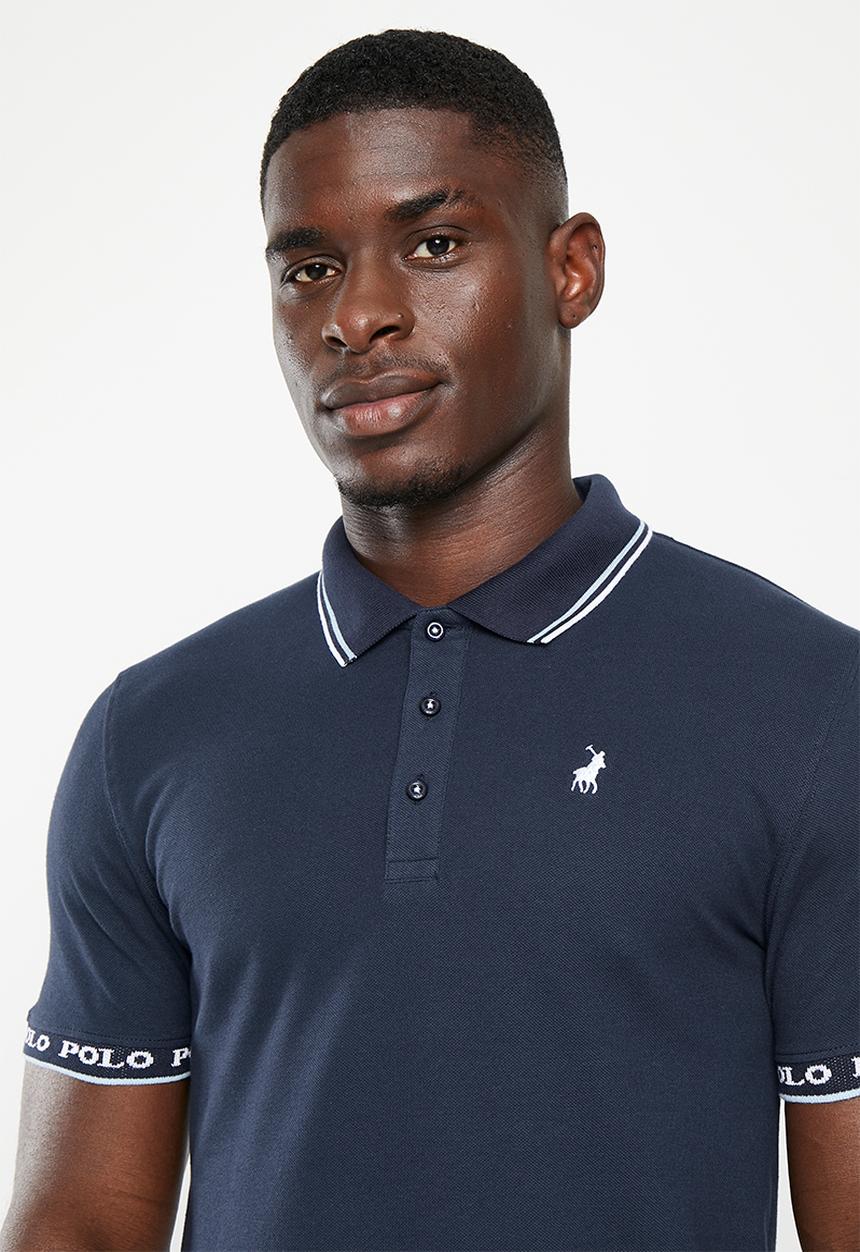 POLO - Mens plain logo short sleeve golfer - navy