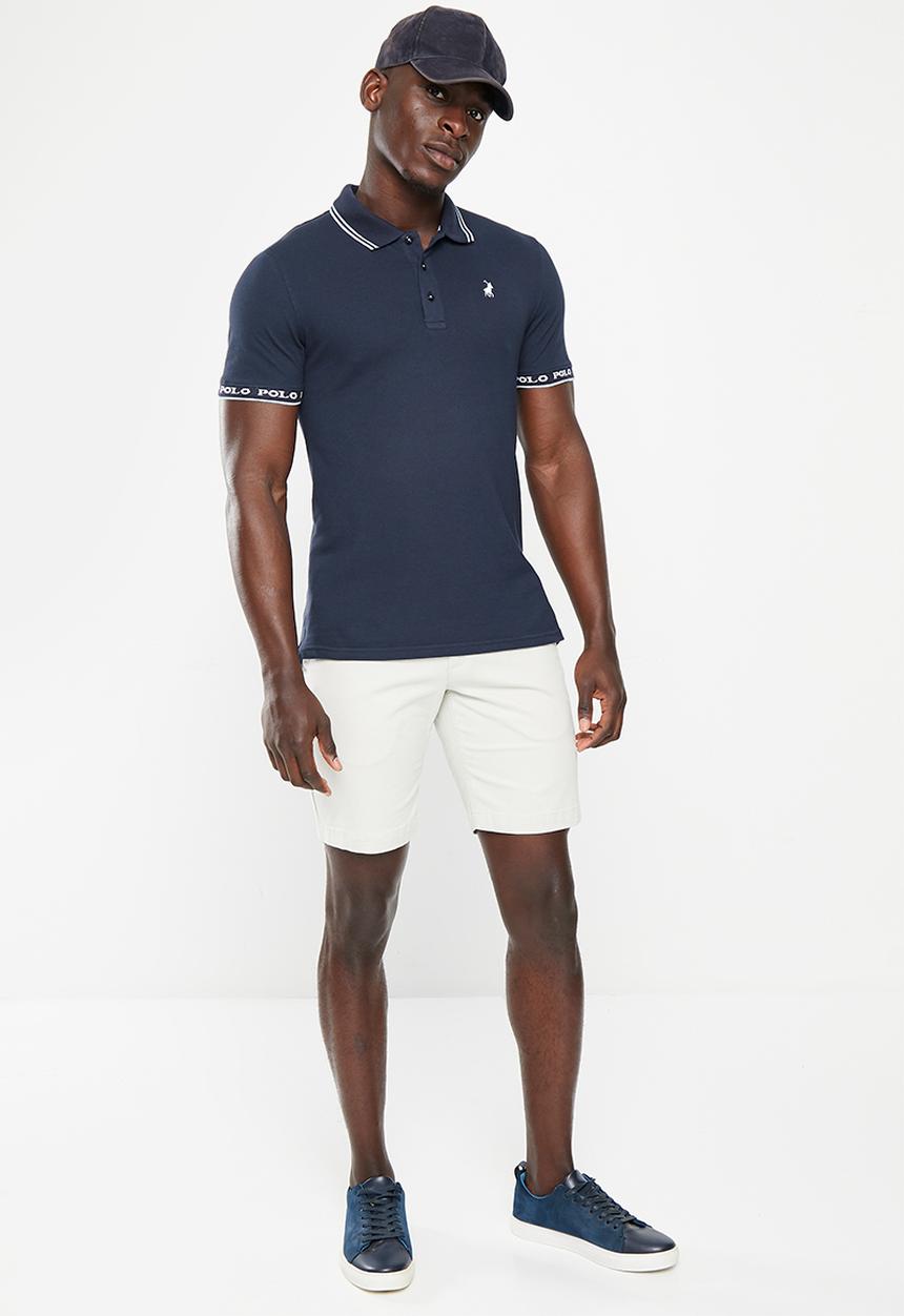POLO - Mens plain logo short sleeve golfer - navy