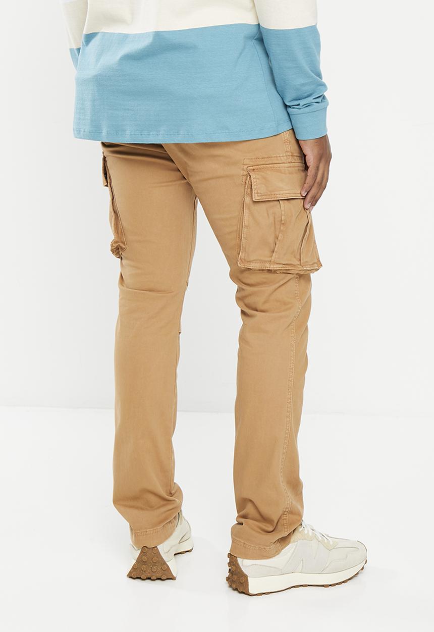 Aca Joe - Mens aca joe pigment dyed canvas cargo pants - sand